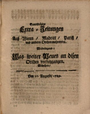 Mercurii Relation, oder wochentliche Ordinari Zeitungen von underschidlichen Orthen (Süddeutsche Presse) Samstag 20. August 1729