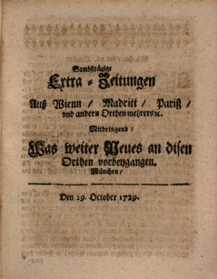 Mercurii Relation, oder wochentliche Ordinari Zeitungen von underschidlichen Orthen (Süddeutsche Presse) Samstag 29. Oktober 1729