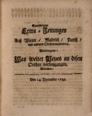 Mercurii Relation, oder wochentliche Ordinari Zeitungen von underschidlichen Orthen (Süddeutsche Presse) Samstag 24. Dezember 1729