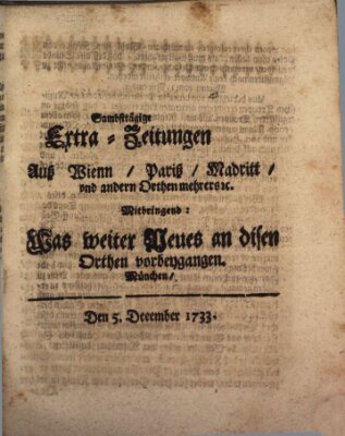 Mercurii Relation, oder wochentliche Ordinari Zeitungen von underschidlichen Orthen (Süddeutsche Presse) Samstag 5. Dezember 1733