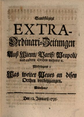 Mercurii Relation, oder wochentliche Ordinari Zeitungen von underschidlichen Orthen (Süddeutsche Presse) Samstag 22. Januar 1735