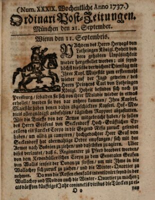 Wochentliche Ordinari Post-Zeitungen (Ordentliche wochentliche Post-Zeitungen) Samstag 21. September 1737