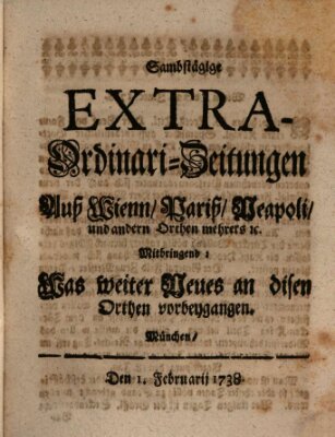 Mercurii Relation, oder wochentliche Ordinari Zeitungen von underschidlichen Orthen (Süddeutsche Presse) Samstag 1. Februar 1738