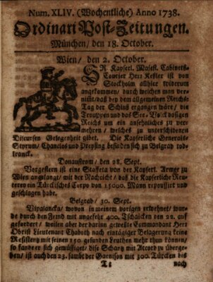 Wochentliche Ordinari Post-Zeitungen (Ordentliche wochentliche Post-Zeitungen) Samstag 18. Oktober 1738