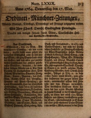 Ordinari-Münchner-Zeitungen (Süddeutsche Presse) Donnerstag 17. Mai 1764