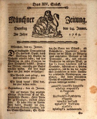 Münchner Zeitung (Süddeutsche Presse) Dienstag 24. Januar 1769