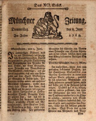 Münchner Zeitung (Süddeutsche Presse) Donnerstag 8. Juni 1769