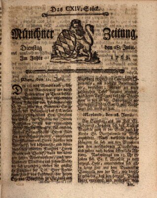 Münchner Zeitung (Süddeutsche Presse) Dienstag 18. Juli 1769