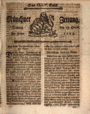 Münchner Zeitung (Süddeutsche Presse) Freitag 13. Oktober 1769