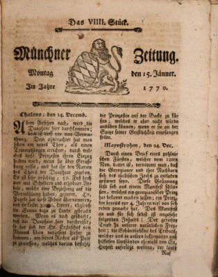 Münchner Zeitung (Süddeutsche Presse) Montag 15. Januar 1770