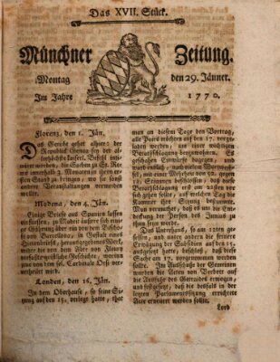 Münchner Zeitung (Süddeutsche Presse) Montag 29. Januar 1770