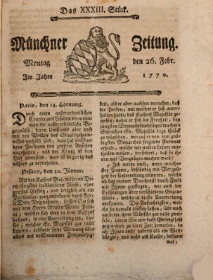 Münchner Zeitung (Süddeutsche Presse) Montag 26. Februar 1770