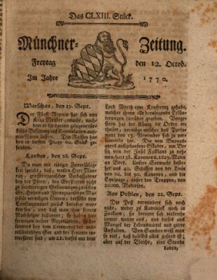 Münchner Zeitung (Süddeutsche Presse) Freitag 12. Oktober 1770