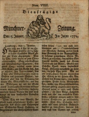 Münchner Zeitung (Süddeutsche Presse) Dienstag 15. Januar 1771