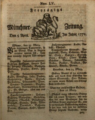 Münchner Zeitung (Süddeutsche Presse) Freitag 5. April 1771