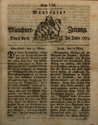 Münchner Zeitung (Süddeutsche Presse) Montag 8. April 1771