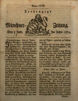 Münchner Zeitung (Süddeutsche Presse) Freitag 5. Juli 1771