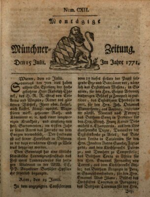Münchner Zeitung (Süddeutsche Presse) Montag 15. Juli 1771