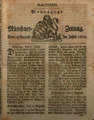 Münchner Zeitung (Süddeutsche Presse) Montag 19. August 1771