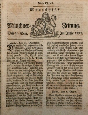 Münchner Zeitung (Süddeutsche Presse) Montag 30. September 1771