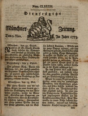 Münchner Zeitung (Süddeutsche Presse) Dienstag 2. November 1773