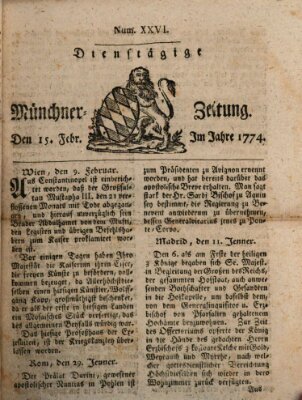 Münchner Zeitung (Süddeutsche Presse) Dienstag 15. Februar 1774