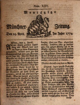 Münchner Zeitung (Süddeutsche Presse) Montag 25. April 1774