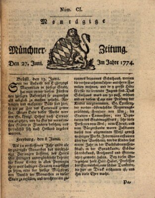 Münchner Zeitung (Süddeutsche Presse) Montag 27. Juni 1774