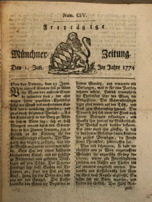 Münchner Zeitung (Süddeutsche Presse) Freitag 1. Juli 1774
