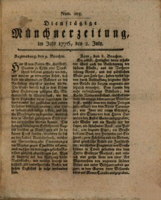 Münchner Zeitung (Süddeutsche Presse) Dienstag 2. Juli 1776