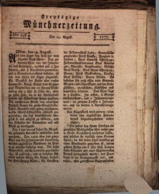 Münchner Zeitung (Süddeutsche Presse) Freitag 29. August 1777
