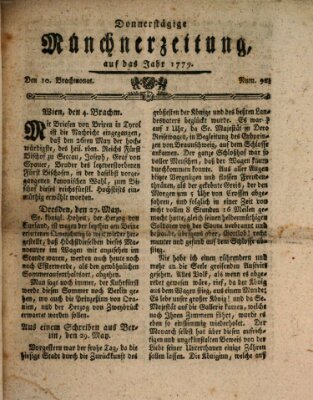 Münchner Zeitung (Süddeutsche Presse) Donnerstag 10. Juni 1779