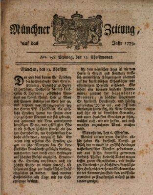 Münchner Zeitung (Süddeutsche Presse) Montag 13. Dezember 1779