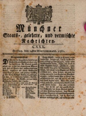 Münchner staats-, gelehrte, und vermischte Nachrichten (Süddeutsche Presse) Freitag 24. November 1780