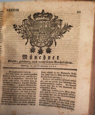 Münchner staats-, gelehrte, und vermischte Nachrichten (Süddeutsche Presse) Montag 4. Juni 1781
