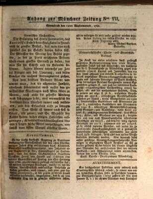Münchner staats-, gelehrte, und vermischte Nachrichten (Süddeutsche Presse) Samstag 12. Januar 1782