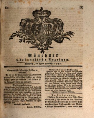 Münchner staats-, gelehrte, und vermischte Nachrichten (Süddeutsche Presse) Mittwoch 27. Februar 1782