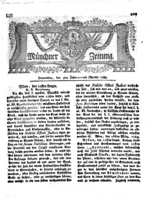 Münchner Zeitung (Süddeutsche Presse) Donnerstag 3. April 1783