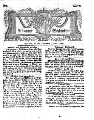 Münchner Zeitung (Süddeutsche Presse) Mittwoch 2. Juli 1783