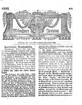 Münchner Zeitung (Süddeutsche Presse) Dienstag 19. August 1783