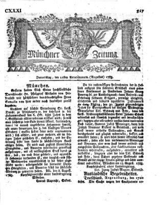 Münchner Zeitung (Süddeutsche Presse) Donnerstag 21. August 1783