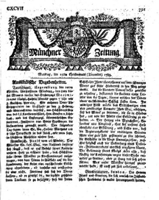 Münchner Zeitung (Süddeutsche Presse) Montag 15. Dezember 1783
