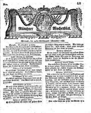 Münchner Zeitung (Süddeutsche Presse) Mittwoch 24. Dezember 1783