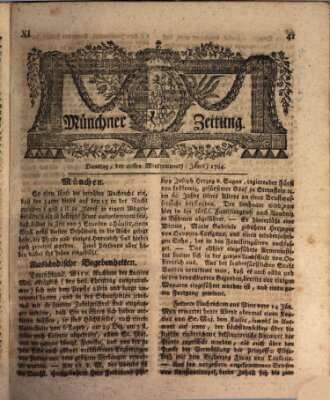Münchner Zeitung (Süddeutsche Presse) Dienstag 20. Januar 1784