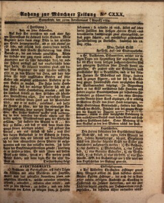 Münchner Zeitung (Süddeutsche Presse) Samstag 21. August 1784