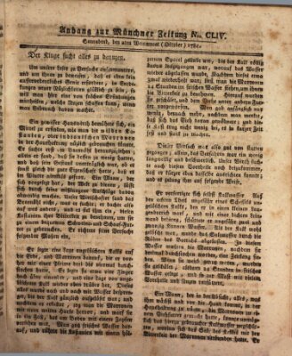 Münchner Zeitung (Süddeutsche Presse) Samstag 2. Oktober 1784