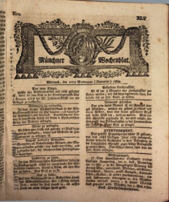 Münchner Zeitung (Süddeutsche Presse) Mittwoch 10. November 1784