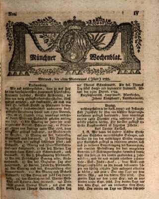 Münchner Zeitung (Süddeutsche Presse) Mittwoch 26. Januar 1785