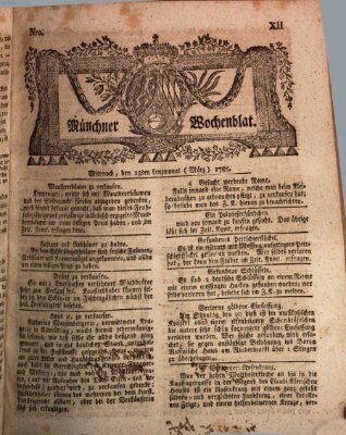 Münchner Zeitung (Süddeutsche Presse) Mittwoch 23. März 1785