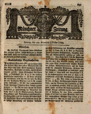 Münchner Zeitung (Süddeutsche Presse) Dienstag 11. Oktober 1785